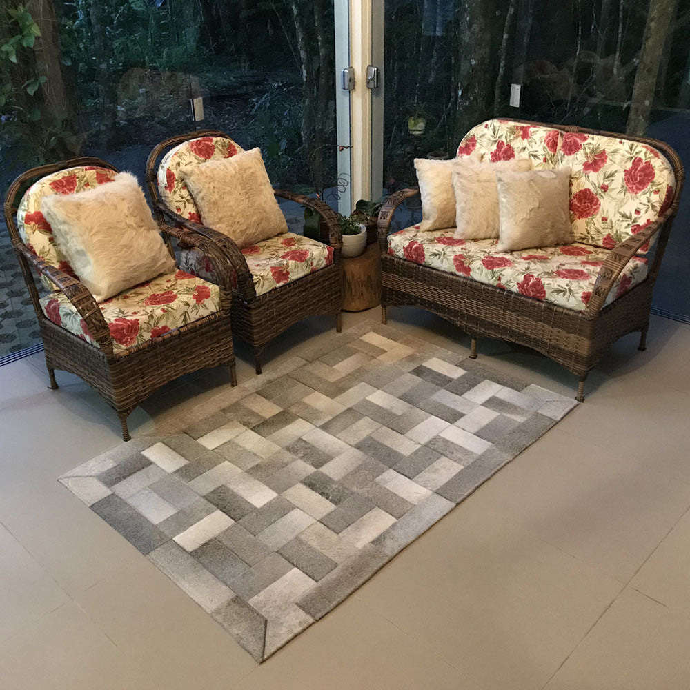 Gray Brick Cowhide Rug