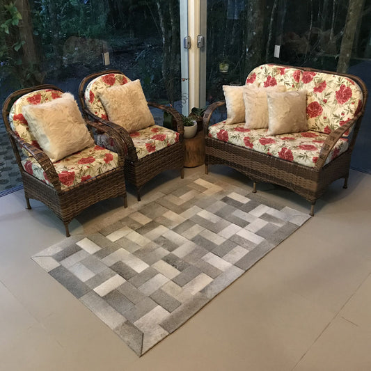 Gray Brick Cowhide Rug